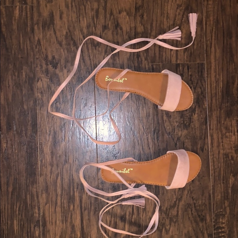 Pink lace up sandals